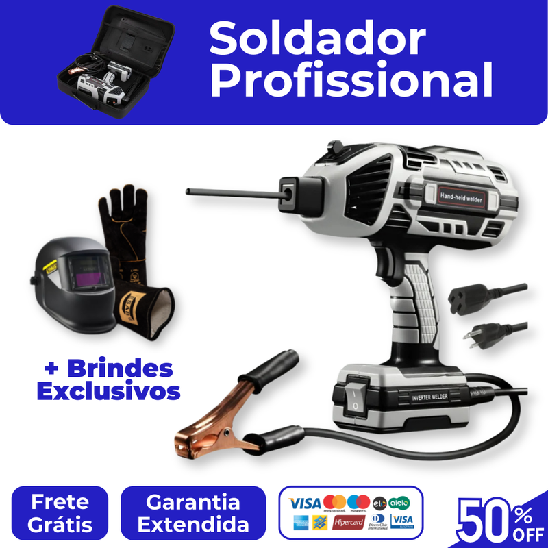 [FORNECEDOR OFICIAL] SparkPro™ – Soldador Profissional Portátil 5 em 1 + Brindes (Capacete e Luva)